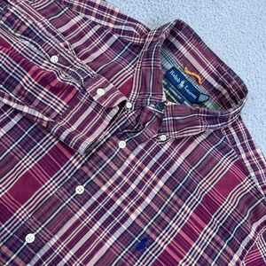 Polo Ralph Lauren Shirt Mens XL Multicolor Red Plaid Button Pony Classic Fit PRL